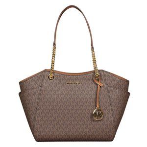 Michael Kors Large Travel Chain Shoulder Tote in Brown